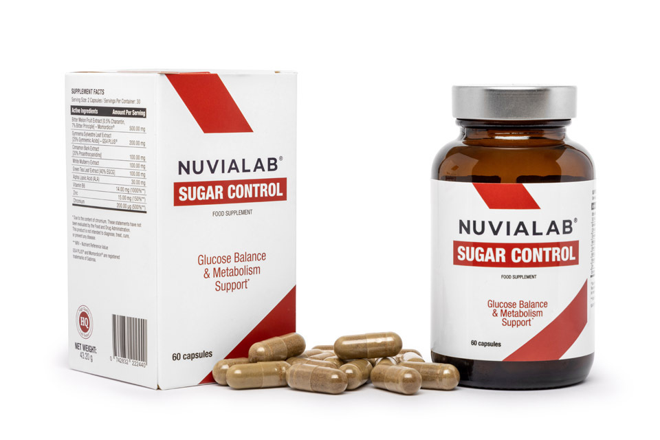 “NuviaLab Sugar Control supplement bottle for healthy blood sugar support”